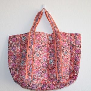 Block printed tote bag